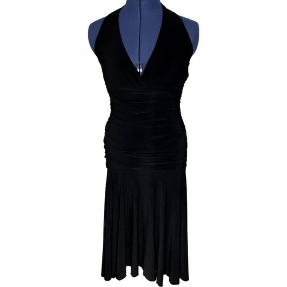 Black Halter Dress w/ circle skirt and boning